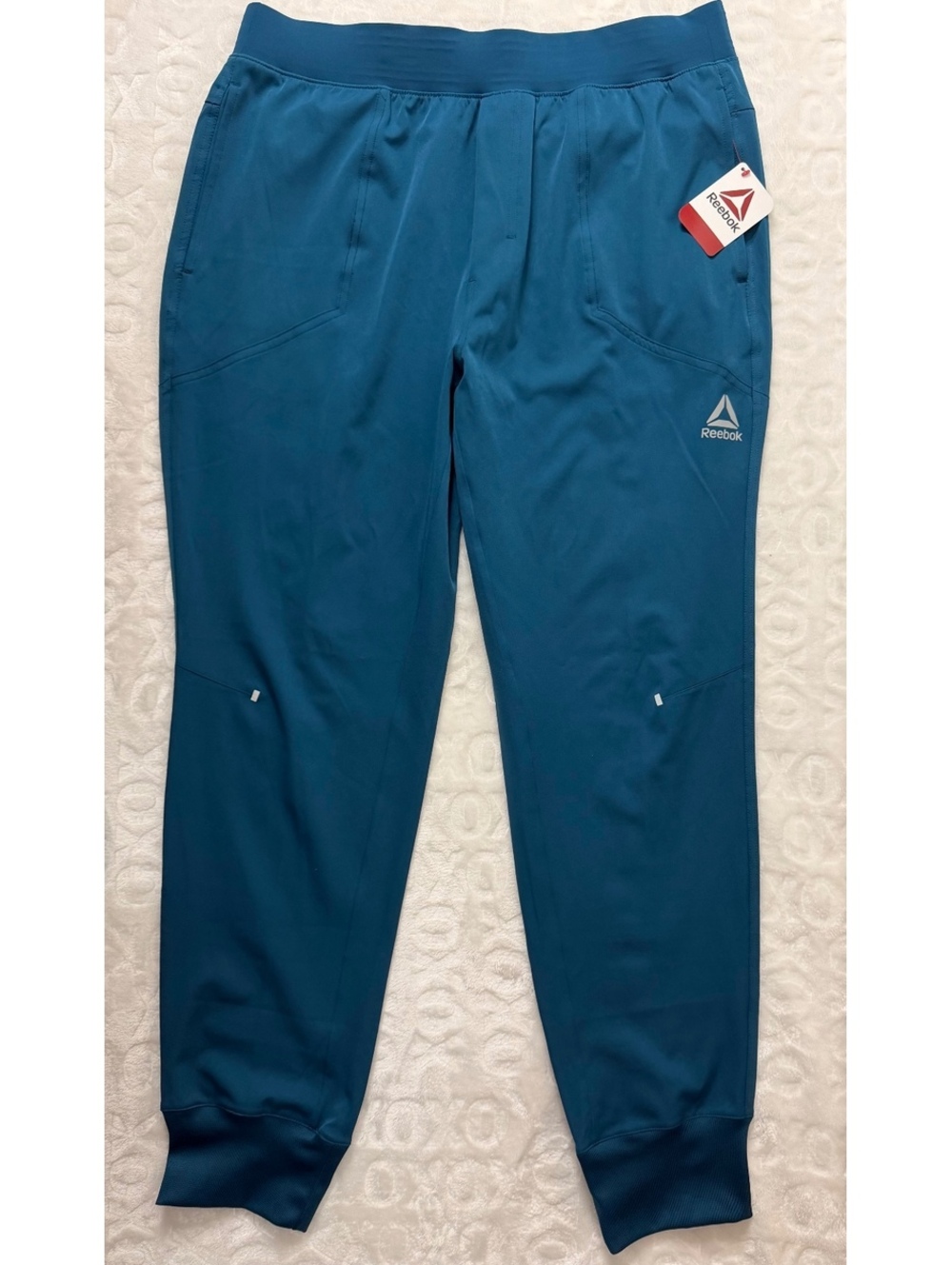 Reebok Distance Woven Jogger Pants Blue Coral Turquoise Size L NWT